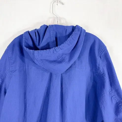 Pacific&Co Denim  Plus Size 3X Jacket Royal Blue Full Zip Hooded Pockets Windbreaker 1367