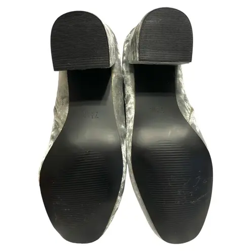 Diba SIZE 7.5 Silver Brodie Crushed Velvet 3" Heeled Ankle Booties Round Toe