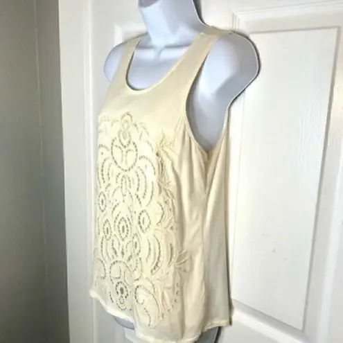 JCrew Factory Eyelet Lace Off White Cotton Tank Top Cream XS White
