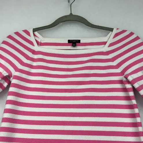 Talbots Petite Women's Square Neck Pink/White Striped Sz SP