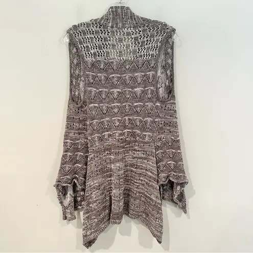 Anthropologie Moth Lavena Pointelle Vest Womens XS Gray Draped Crochet Cardigan