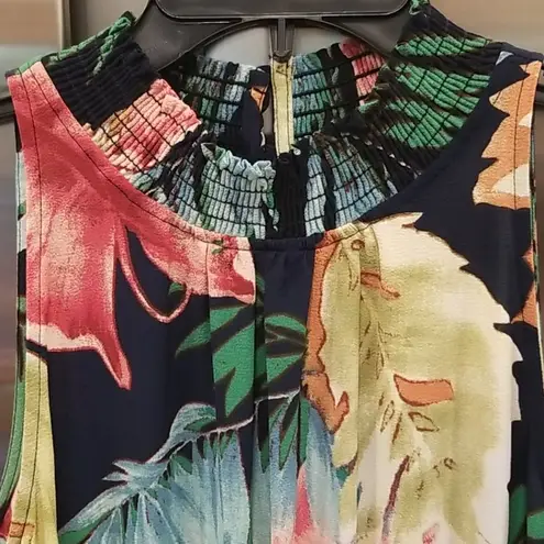 Veronica M ππ Smocked Waist Halter Maxi Dress Floral