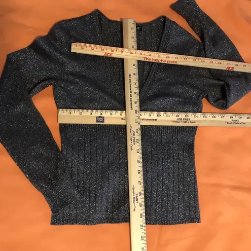 Willie Smith Women's Sweater Cardigan L Long Sleeve Open Front Gray Metallic Size L - Image 9