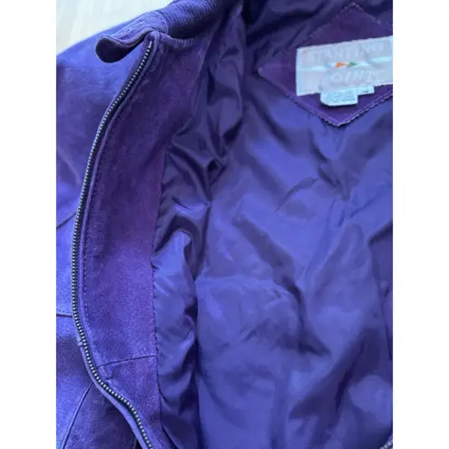 Starting Point Womens Purple Split Pig Skin Leather Bomber Jacket Vintage Size M Size M