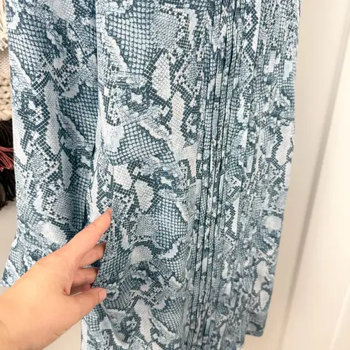 Zadig & Voltaire Rougi Wild Snake Print Silk Button Front Mini Dress Blue Sz L