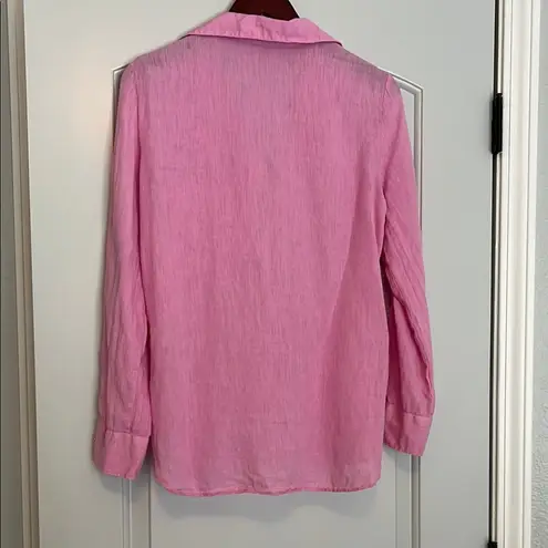 ZARA  Pink Long Sleeve Notched Collar Blouse