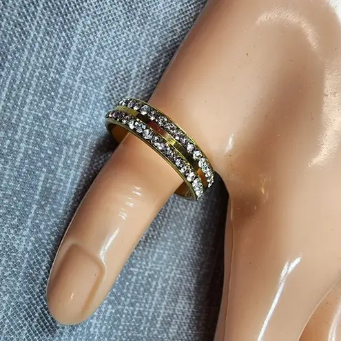 infinity Gold Color Stainless Steele Ring Size 20 Euro Clear Rhinestone  Band