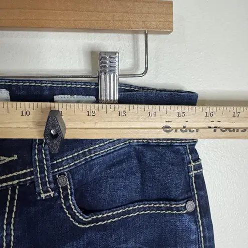 BKE Denim Stella Jeans Womens 28L Dark Wash Blue Bootcut Stretch Contrast Stitch