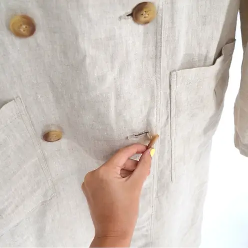 Avec Les Filles Oversized Long Linen Trench Coat Cream Tan Women's XS