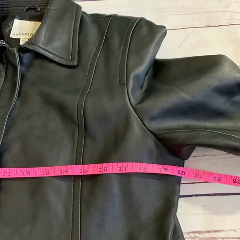 Anne Klein  size L Large 100% leather black jacket