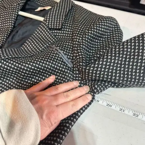 Vintage Precis Women's Houndstooth Double Breasted Blazer Jacket Black White 12