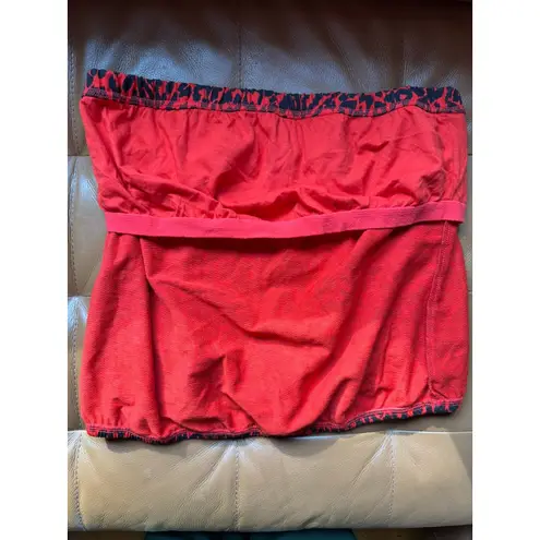 NWT New York & Co Red Leopard Animal Print Tube Top Womens Size Large