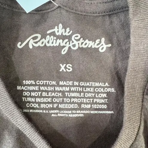 Epic Rolling Stones Faded Black Vintage Look Thrashed Patriotic Logo Cut Off Tee Size XS