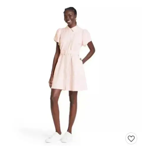 Alexis  for Target pink stripe linen blend belted dress short sleeve small L25