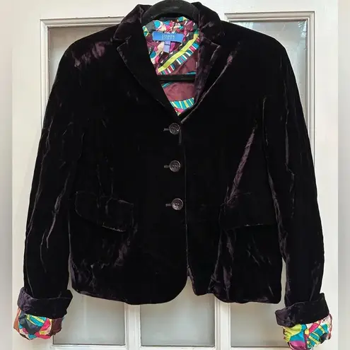 Escada Sport Dark Plum Purple Crushed Velvet Blazer Jacket EU Size 34 US Small S