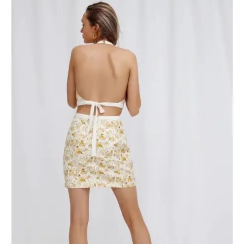 Significant Other Ari Cutout Rosalie Floral Print Mini Dress Size 8 Yellow