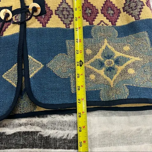 Vintage Oakridge Sz M Tapestry Coat Jacket Boho Festival Wood Button Pockets EUC Blue Size M