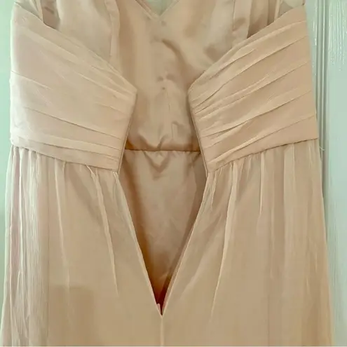 Amsale Blush Silk Chiffon Floor Length Bridesmaid Gown Pink Size 8