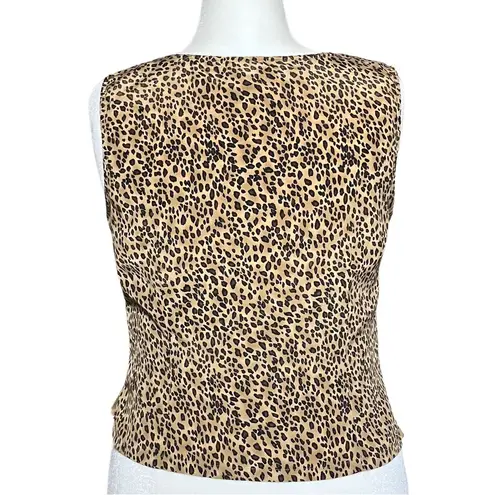 Vintage 90s Leopard Print Sleeveless Top Large Tank Mob Wife Maximalism Cheetah Tan