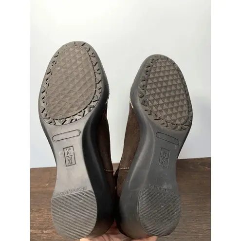 Aerosoles Women's Pull On Ankle Booties Wedge Heels Suede Brown Leather 6.5M