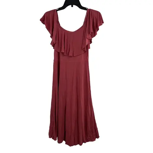 LA Made Dark Pink Flutter Sleeve Mini Dress Small New