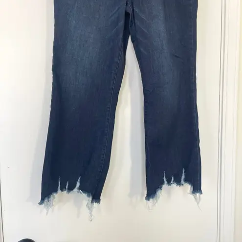 Democracy Womens Jeans Dark Blue Wash Distressed Frayed Hem Size 14