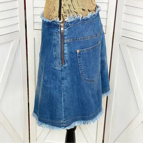 See By Chloe Denim Skirt Side Pleat Raw Edge Blue 28 6
