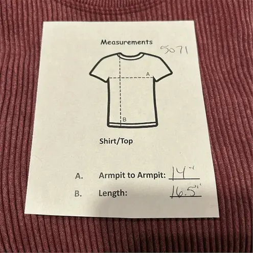 Arizona Women's Red Ribbed Long Sleeve Cropped Top Size M