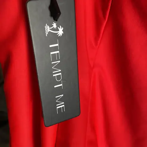 One Piece NWT Tempt Me Red Swimsuit / MEDIUM /Scoop Neck / Back Criss Cross tie.