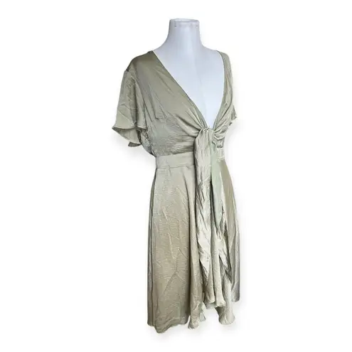 Billy J Sunny Daze Olive Green Tie Front Cutout Dress Size 14