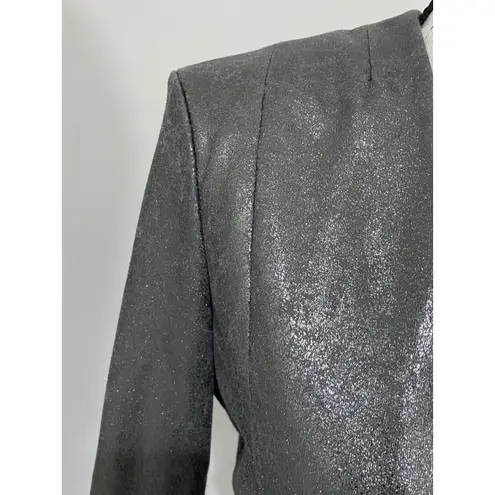 Trouvé Metallic Sliver Blazer Front Zip Zip Sleeves Size Small EUC Silver