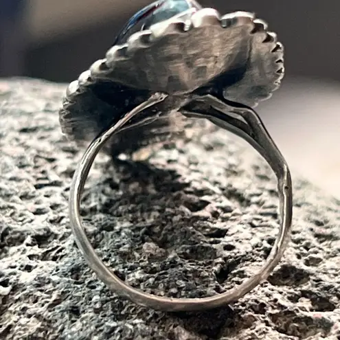 Taxco Mexican Mask 925 Sterling Silver Aztec Mayan Inca Face Tribal Large Ring Black