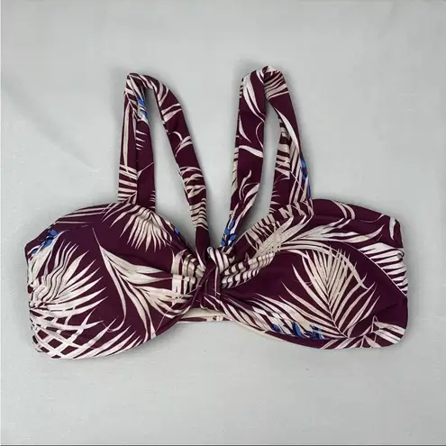 Tavik Womens Ever Bandeau Swim Top Purple Palm Tree Print Size S NWT Brown