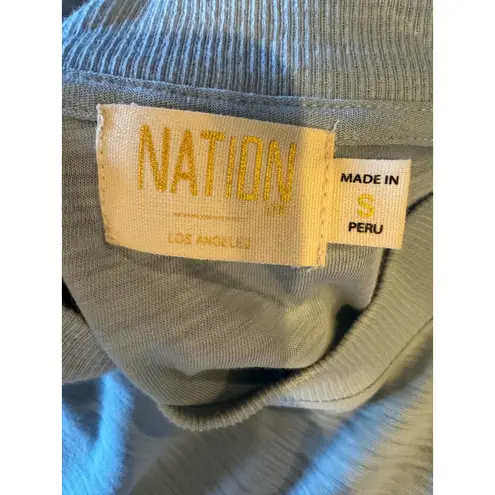 Nation Ltd Dress Women Small Blue Pima Cotton Smocked Waist Barrett Midi Preppy