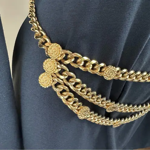 St. John Vintage Gold Three Tier Station Chunky Chain Belt