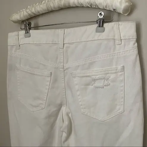 AFRM Jeans Distressed White Frayed Ripped Casual Neutral Classic High Rise Cute Size 27