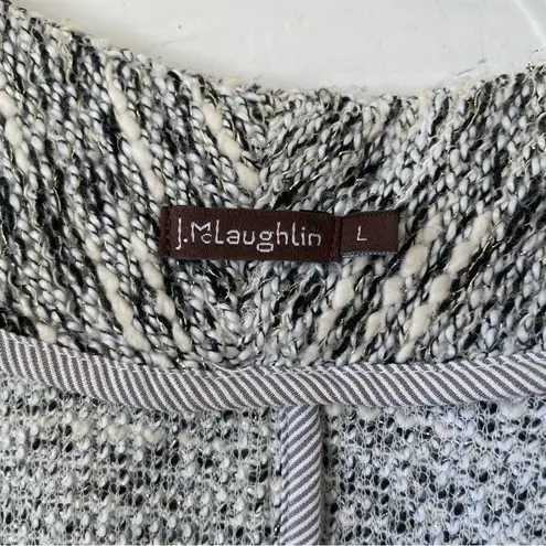 J. McLaughlin Open Cardigan Sweater Grey/White Women Size L