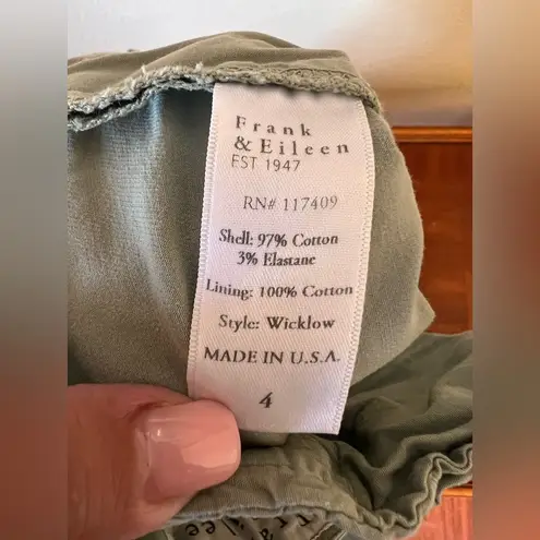 Frank & Eileen Wicklow Italian Chino Cotton Cropped Pants In Rosemary Size 4 Green