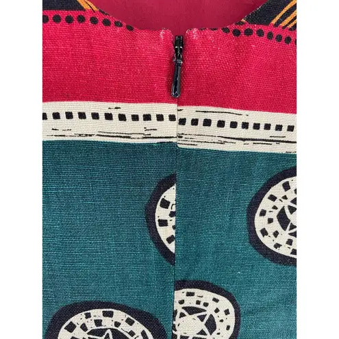 Andrea Jovine Striped African Print Sleeveless Sheath Dress size 4