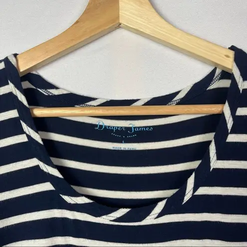 Draper James Navy Blue & White Stripe Short Sleeve T-Shirt L