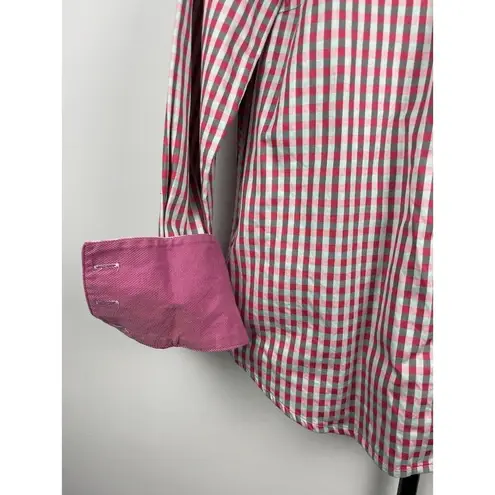 Robert Graham Pink Gingham Button Up Long Sleeve Flip Cuff Shirt Size L - Image 2