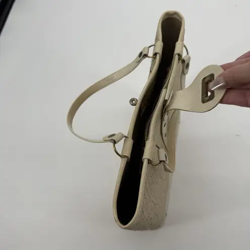 Vintage 60s Jewel Tone Wood Tote Handbag Collins Style Purse Floral Bucket Tan