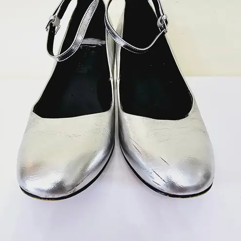 Rebecca Minkoff  Bridget Silver Mary Jane Block Heels Women's Size 8.5