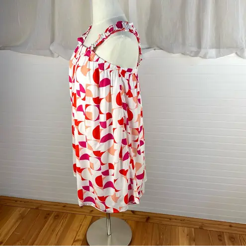 Boutique Emily Wonder Mini Dress Lined Babydoll Geometric Print Ruffles Square Neck 1X