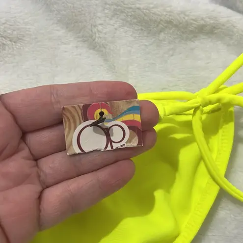 OP New  Ocean Pacific Juniors Bikini Bottoms Small NWT Neon Yellow String Ties XL