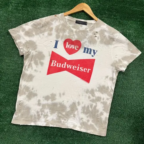 I Love My Budweiser Distressed Tie-Dye T-Shirt Size Medium