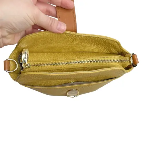 Valentina Yellow Genuine Pebbled Leather Crossbody Or Shoulder Bucket Bag Purse