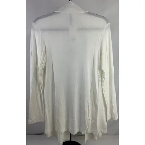 Softra Ivory Draped Open Front Cardigan Lightweight Knit Sweater Size Small White