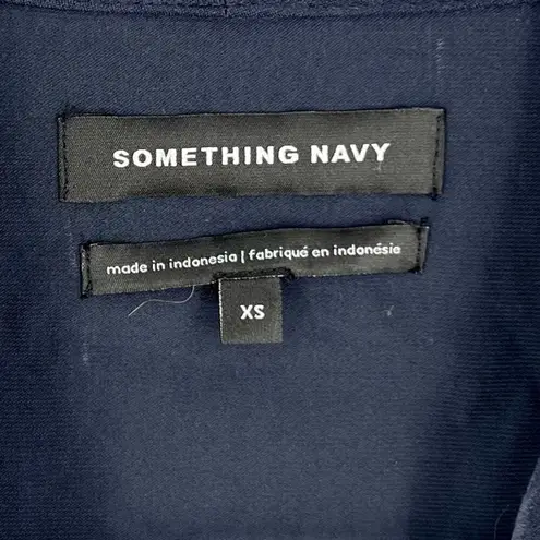 Something Navy Long Sleeve Wrap Front V-Neck Blouse Night Navy XS NWT