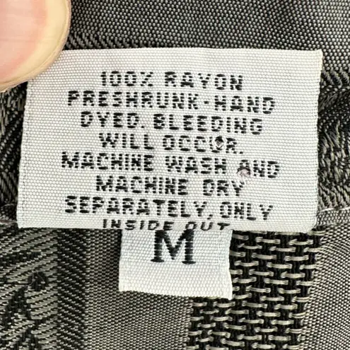 CP Shades | Medium | RARE 100% Rayon Gray Striped 3/4 Sleeve Button Down Shirt